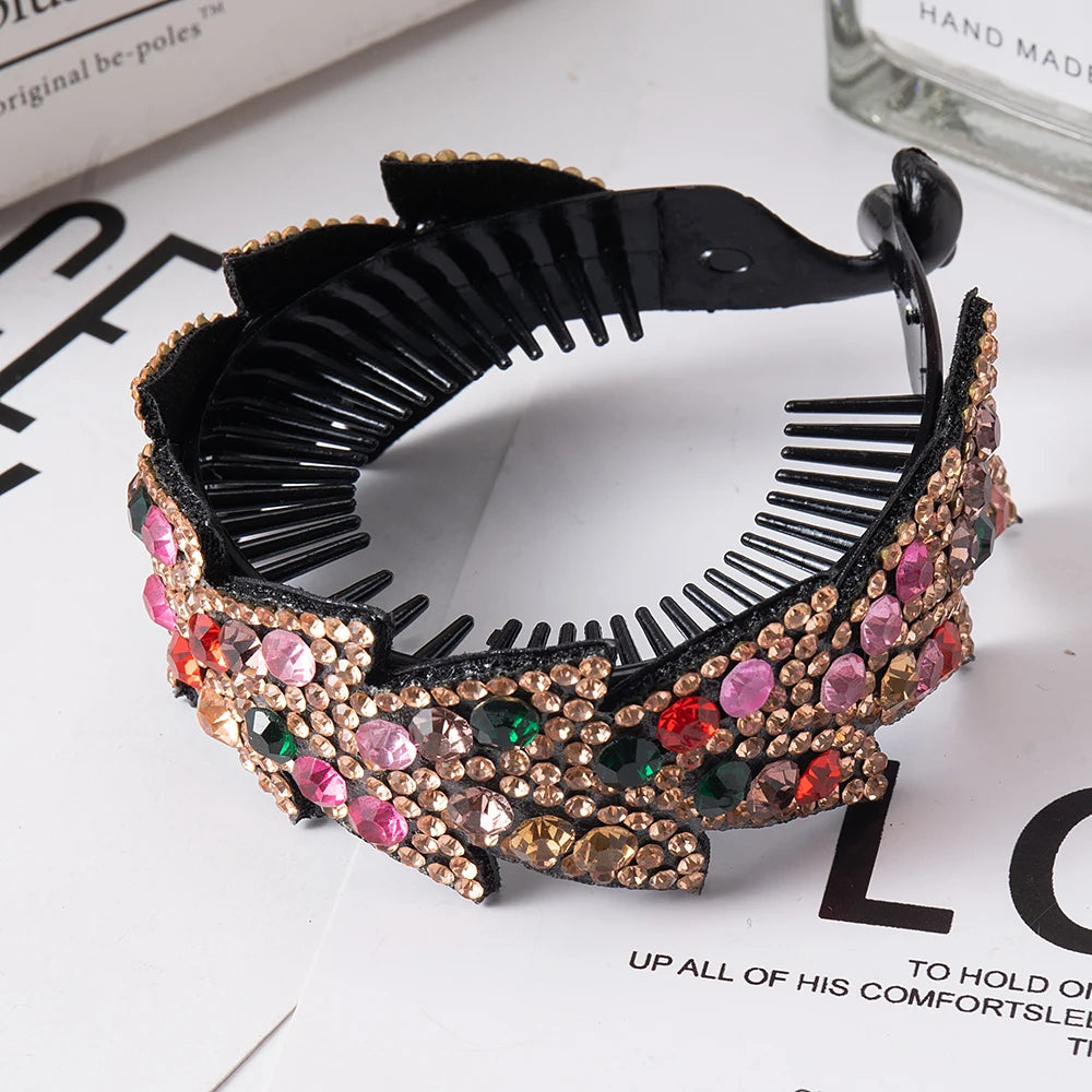Rhinestone Hair Claw  bun for Women Flower