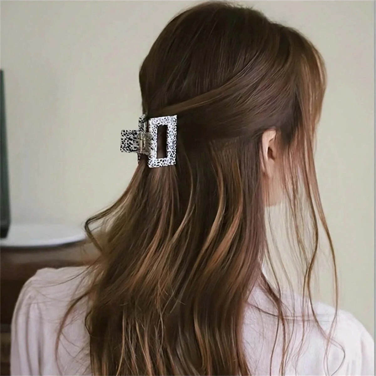 Large Acetate Hair Claw Clips Leopard Print Spot Dots Square Rectangle Geometric Shark Clip Grab Clamps Women Hair Accessories holidays work