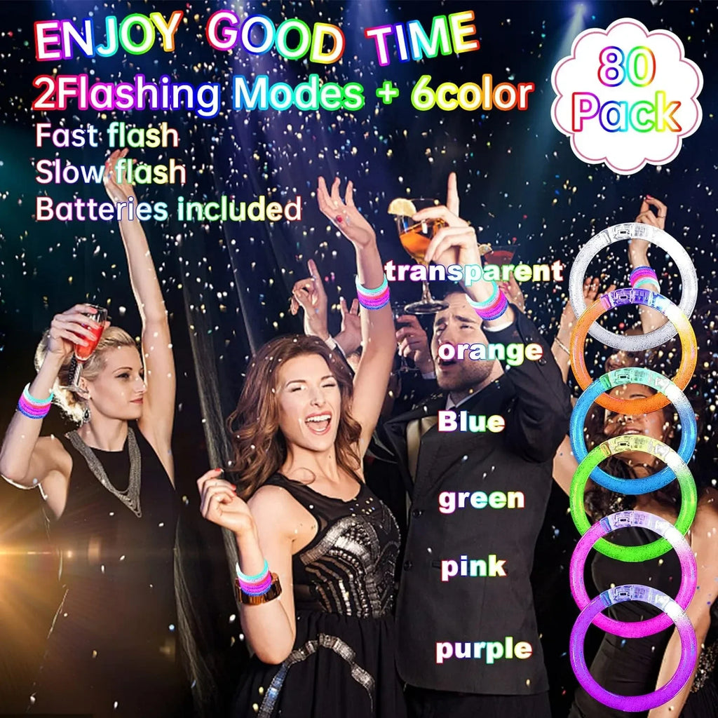 15/30 Pcs LED Light Up Bracelets Neon Glowing Bangle Luminous Wristbands Glow in The Dark Party Supplies for Kids Adults