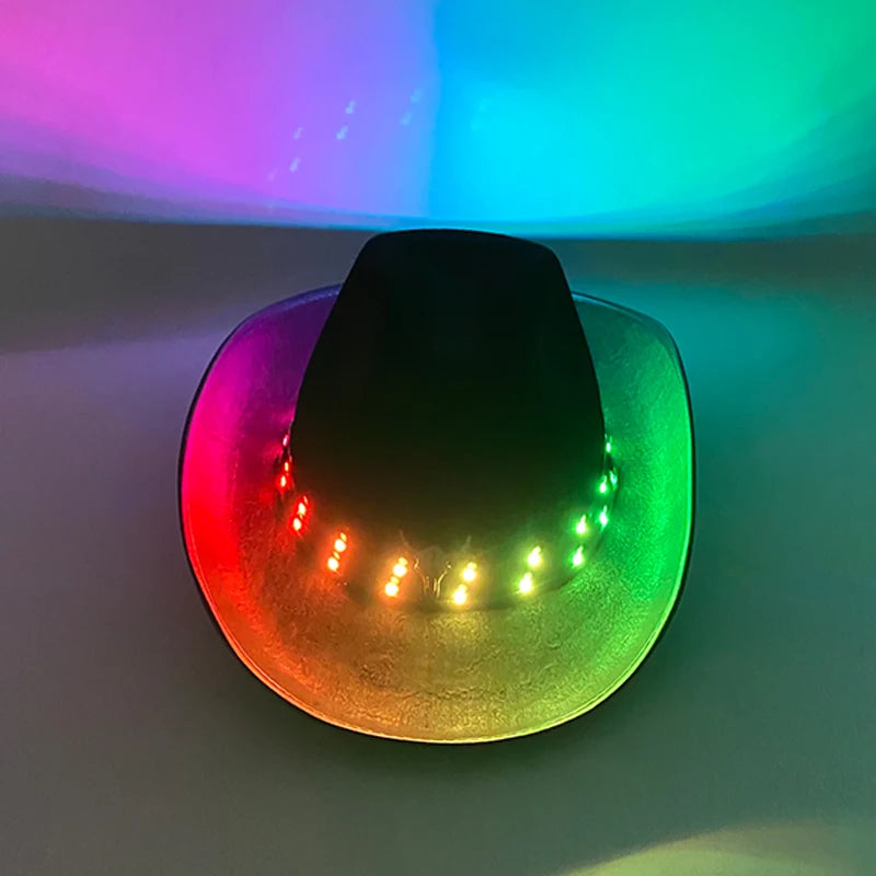 LED Glowing Cowgirl boy Hat Neon Luminous Bride Hat For Holiday Light Up Supplies Fluorescent Party Props Bachelorette Party Hat