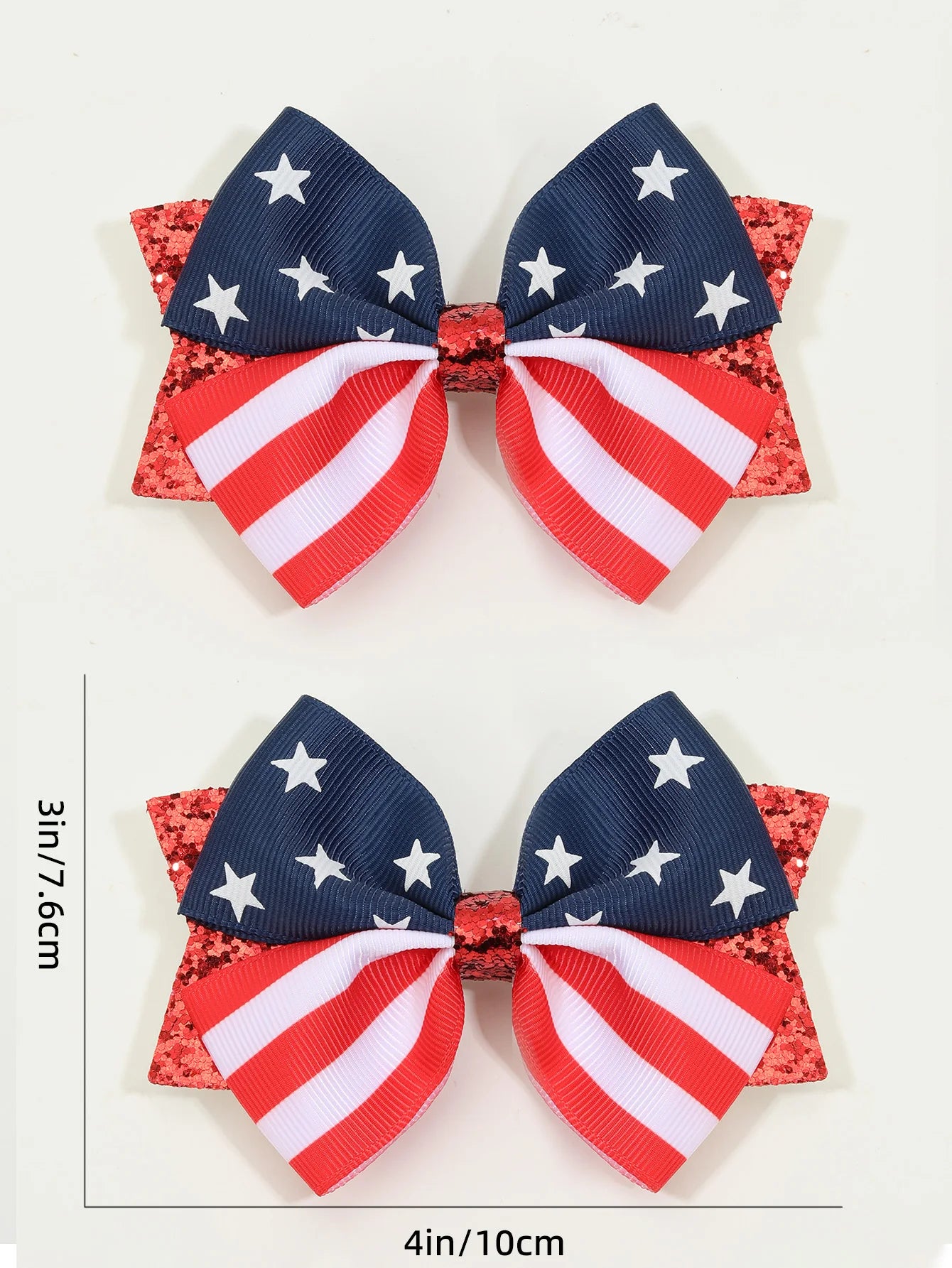 2Pcs USA Flag Bow Hair Clip Ribbon Patriotic American Flag Design Red White Blue Bow Barrettes For 4th Of July Party Accessories trip to America Florida New York holiday