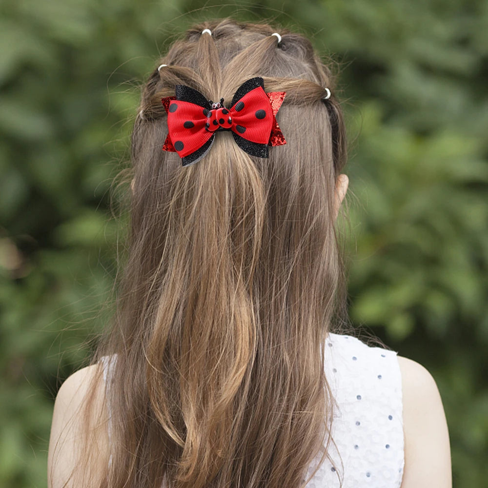 2 Pieces/pack Ladybug Pattern Hair Clips Hair Accessories for Girls Kids Hair Pin Headwear Hairbows Ideal Gift for Girls ladybird