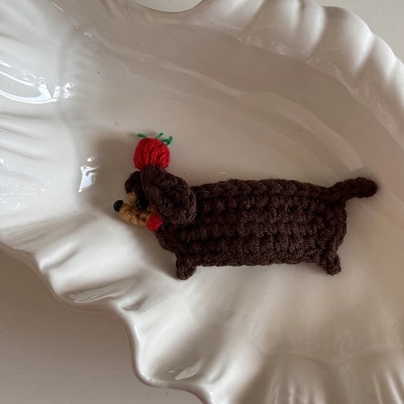 Crochet Hair Clip sausage dog Dachshund or cat