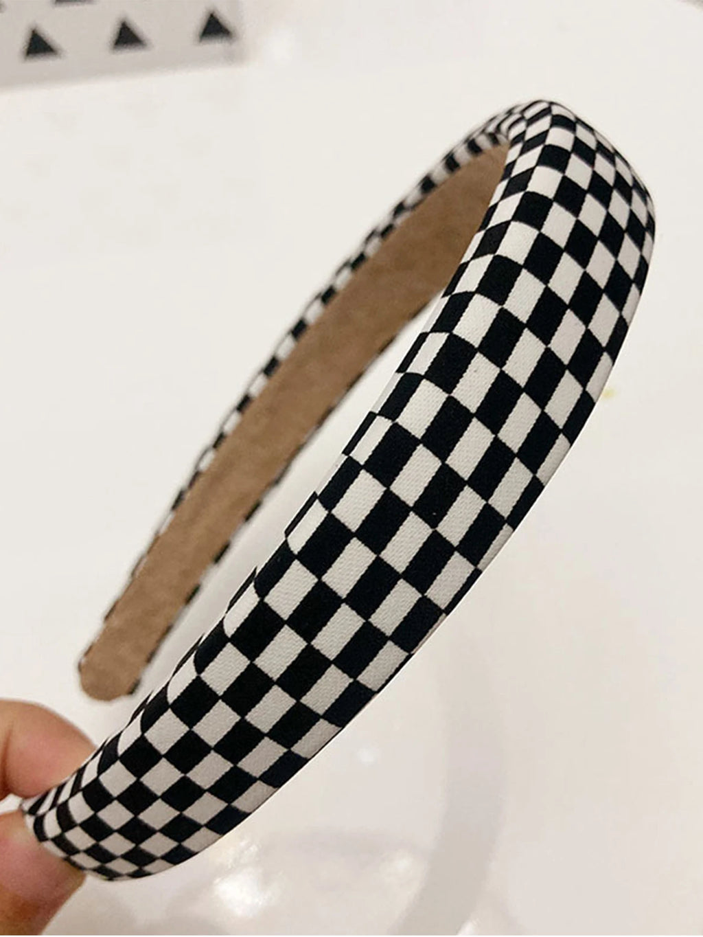 2 Pcs Black White Checkerboard Patterned Hairbands For Women & Girls headbands