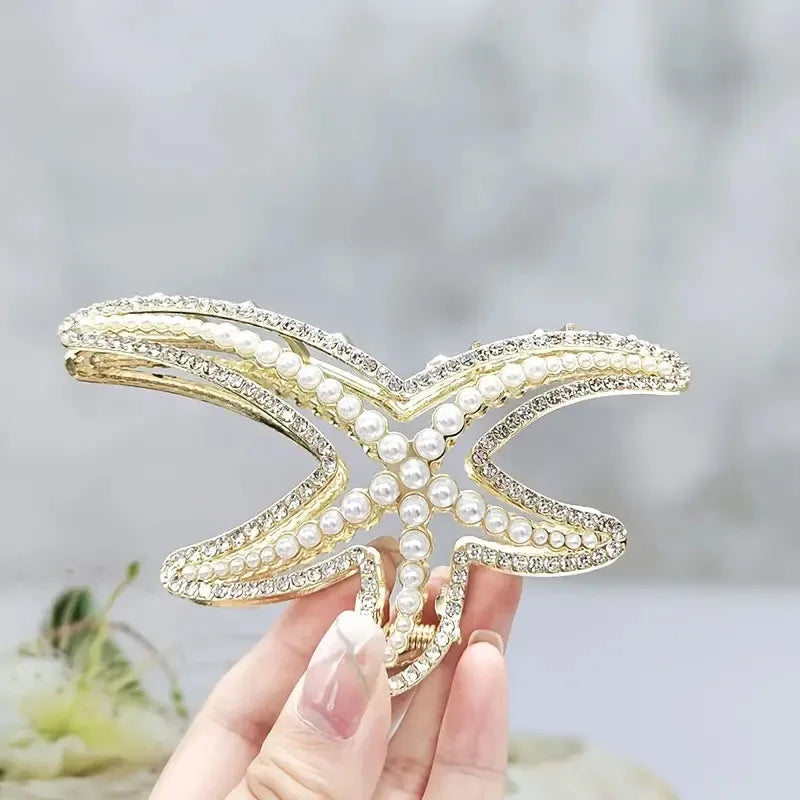 starfish hair claw clip sparkling rhinestones