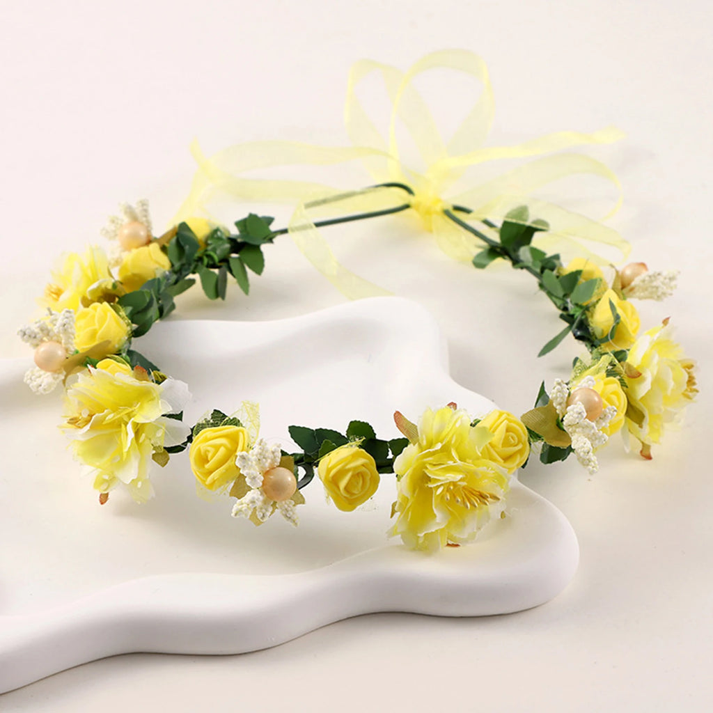 Bridal Flower Crown Headpiece DIY Hair Accessory for Wedding Bride Party Decoration Floral Wreath Hairband Hair Styling