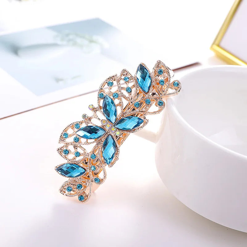Crystal Floral Hairpin Rhinestone Hair Clip Barrettes