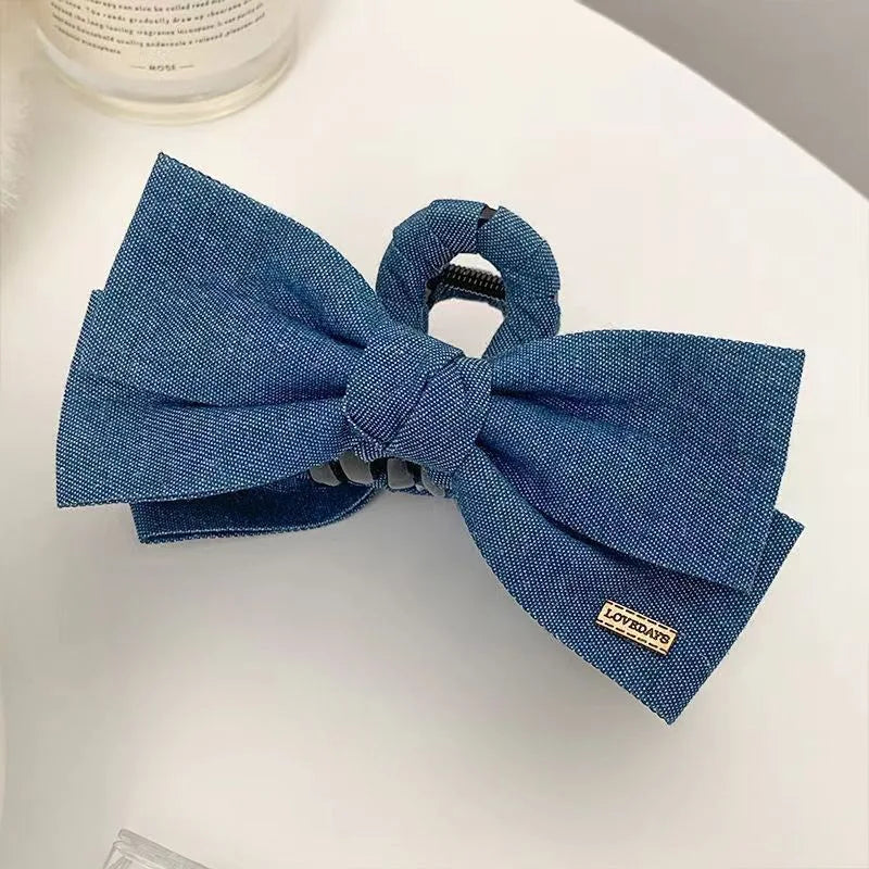 Denim bow  Hair Clip