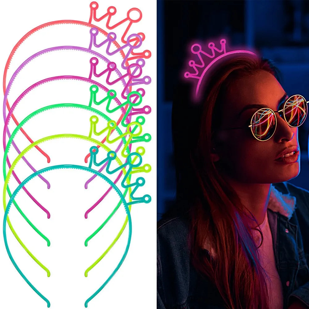 6/12PCS Girls Noctilucent Crown Headbands Women Headband Plastic Teeth Hairbands Kids Family Decoration Party Hair Accessories