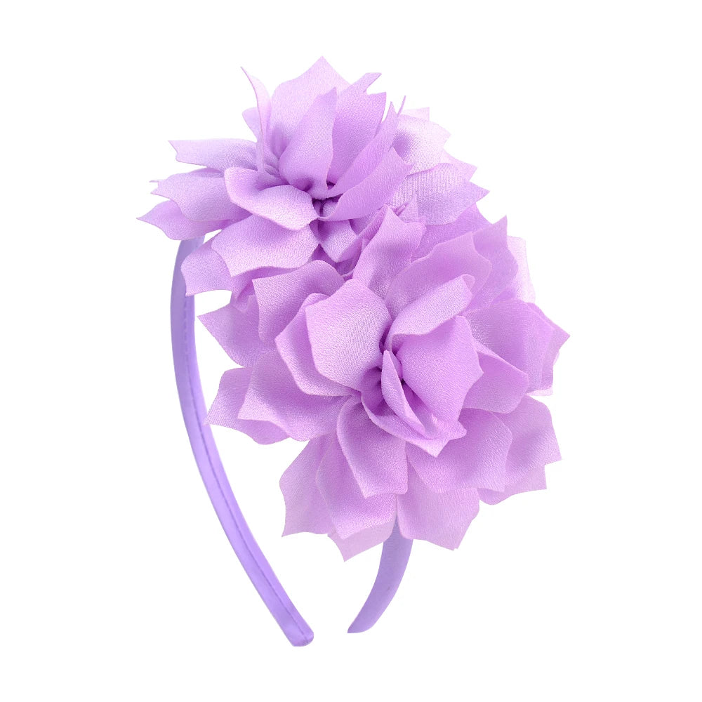3.7 Inch  Solid Big Flower Headband Hair Band for Children Girls Bows Hair Hoop Grosgrain Ribbon Hair Accessories NEW Handmade