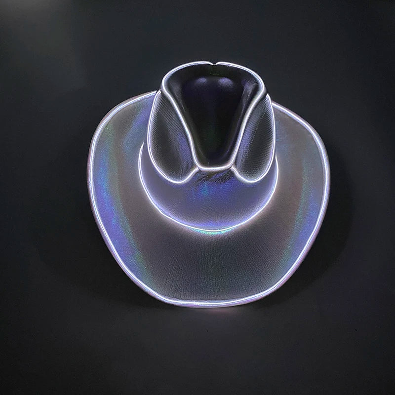 LED Glowing Cowgirl boy Hat Neon Luminous Bride Hat For Holiday Light Up Supplies Fluorescent Party Props Bachelorette Party Hat