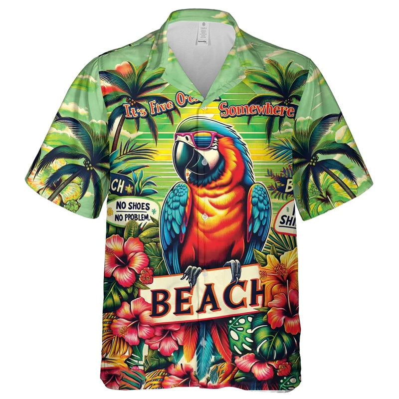 Parrot Shirts Hawaii Short Sleeve