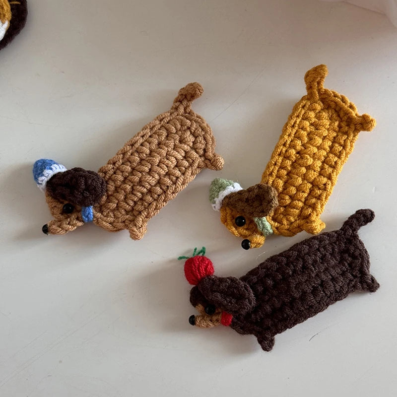 Crochet Hair Clip sausage dog Dachshund or cat