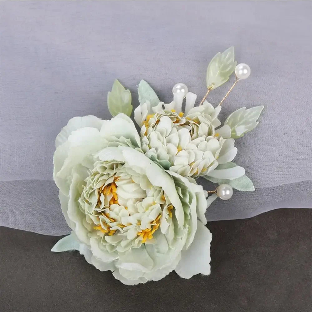 Bridal Wedding Party Hair Styling Pins Barrettes for Women Silk Flower Pearl Hair Clips Bride Headpiece Bridesmaid Flower Brooch