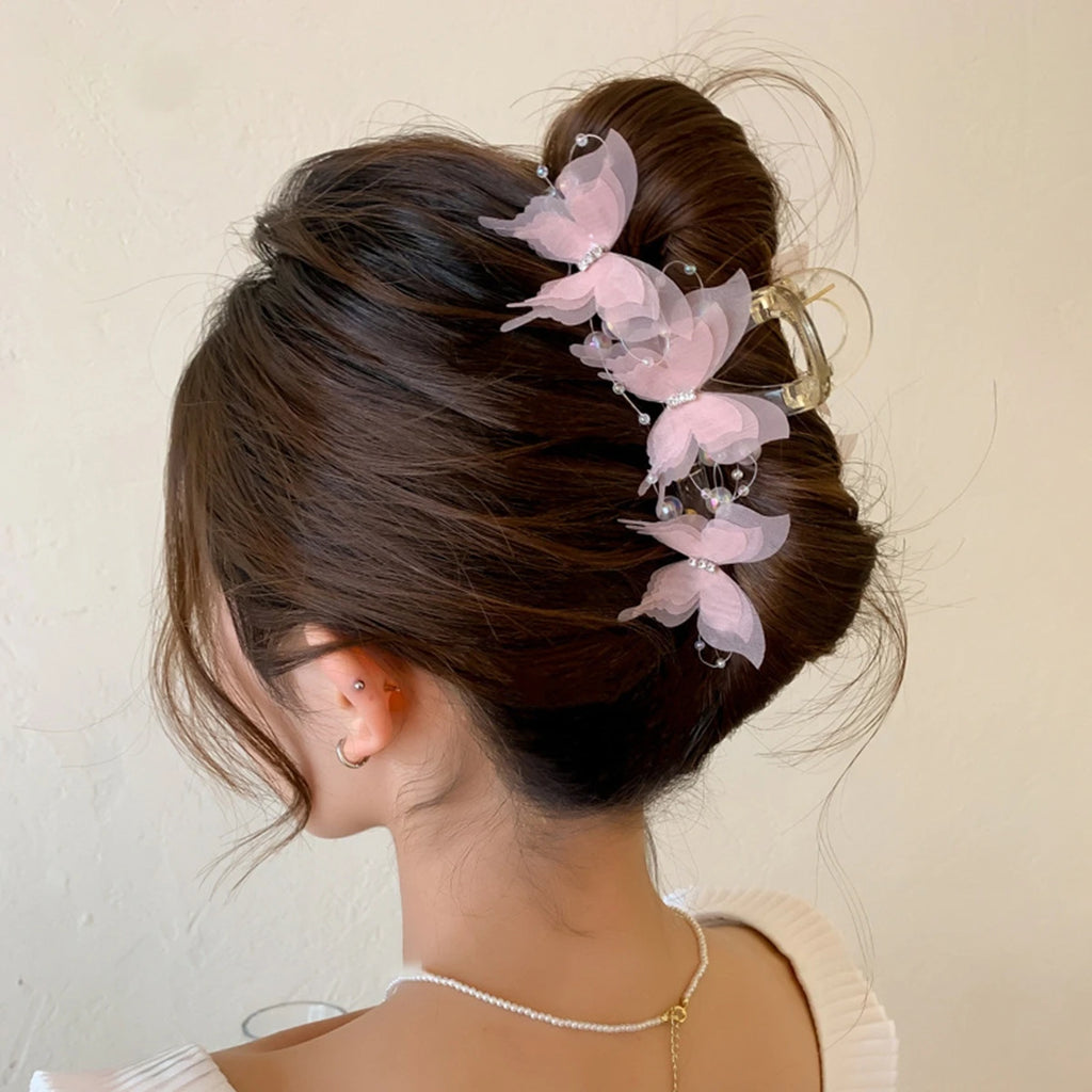 Super Fairy-Like Butterfly Hair Clip, Large Shark Clip, Back-Of-Head Hair Clip for Girls and Women, Half-Up Hair Accessory Suitable for Shopping and Everyday Casual Wear claw clip pretty wedding special occasion