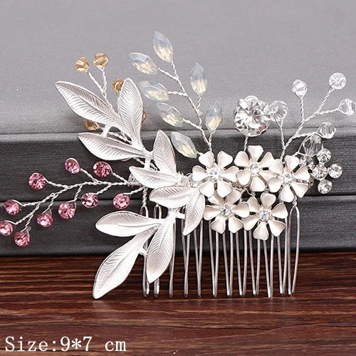 Wedding Hair Combs Bridal Hair Accessories For Women Hair Jewelry Silver Color Pearl Rhinestone Head Jewelry Women Accessoriesx