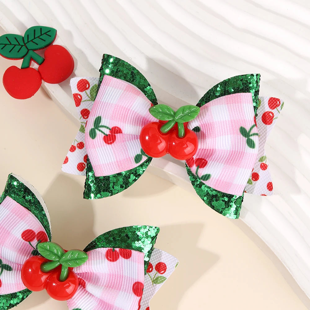 2pcs/Pack Sparkling Fruit Shaped 3D Strawberry Decoration Leather Hair Clips for Girls, Toddler Girl Hair Accessories Headwear