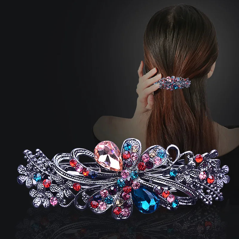 Hair Clip  Colourful Crystal Butterfly Spring Hairpin Clips half up / half down hair
