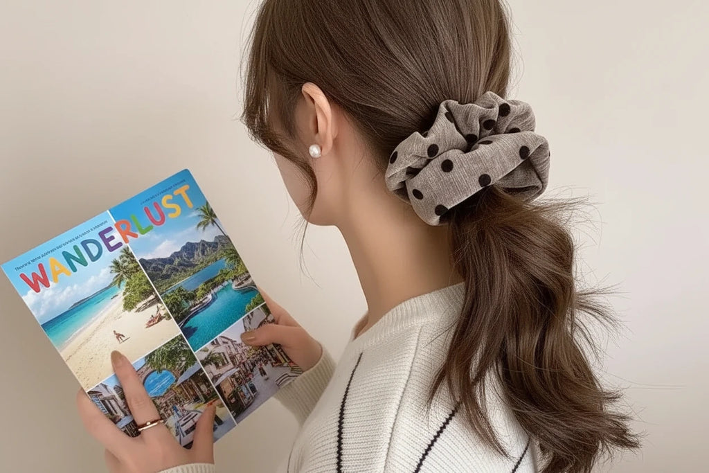 spotty flocked polka dot large band large scrunchie