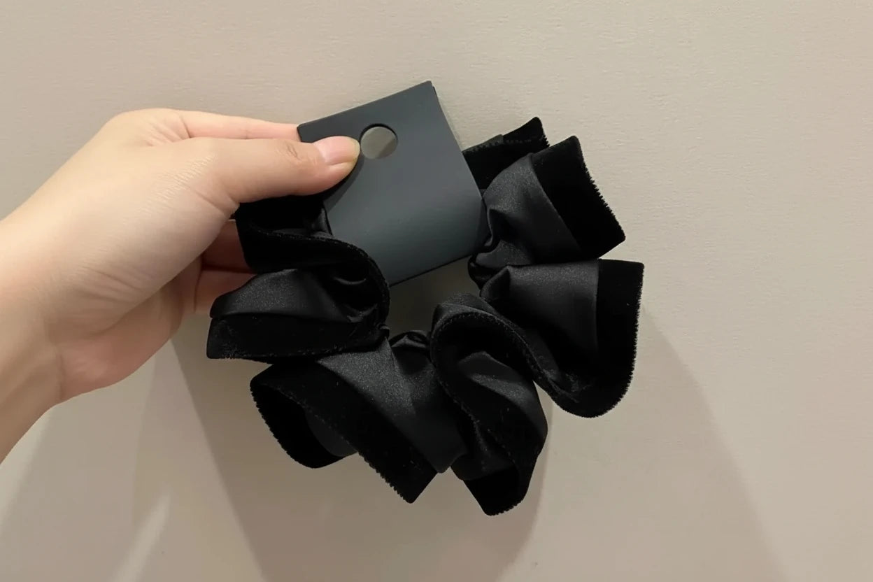 ruffle style velvet-edged satin scrunchie
