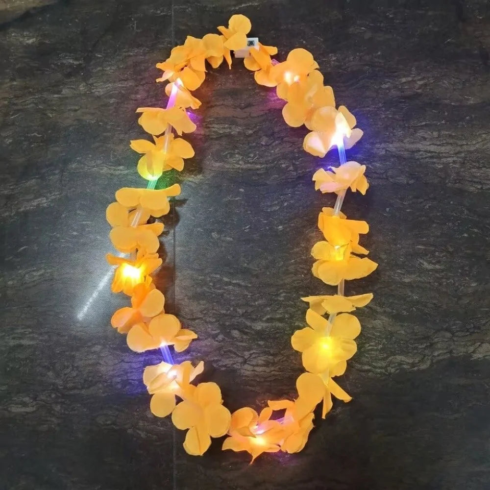 95CM Thickened Hawaiian Hula Dance Garland Collar Bohemian LED Belt Necklace For Women Beach Show Party Jewelry