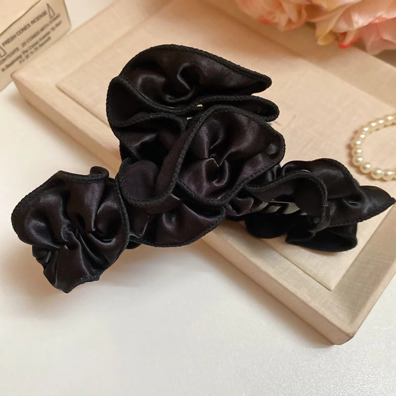 Flocking Rhinestone Black Hair Claw clip