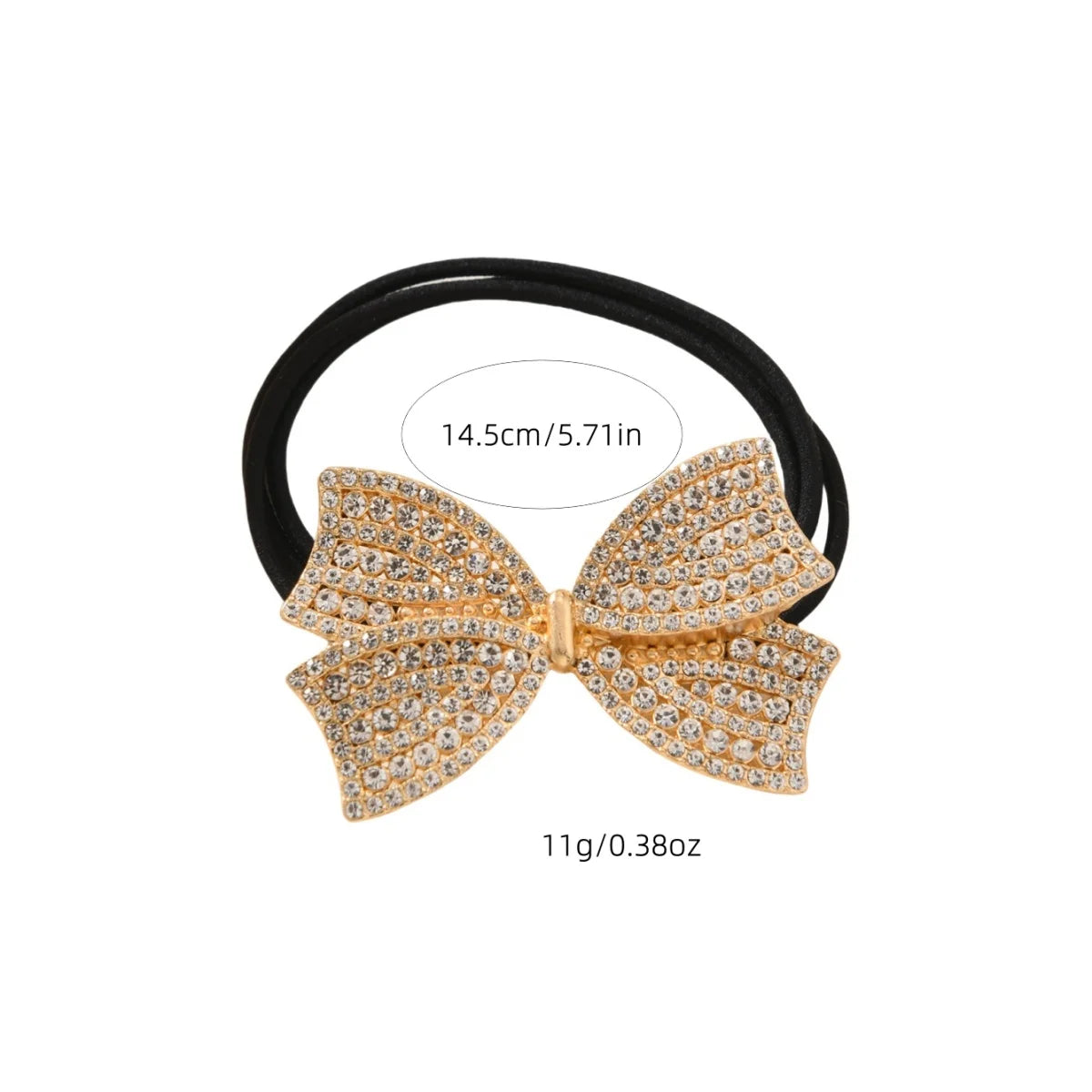 Bow diamond-encrusted alloy retro low ponytail tie hair band, suitable for daily use