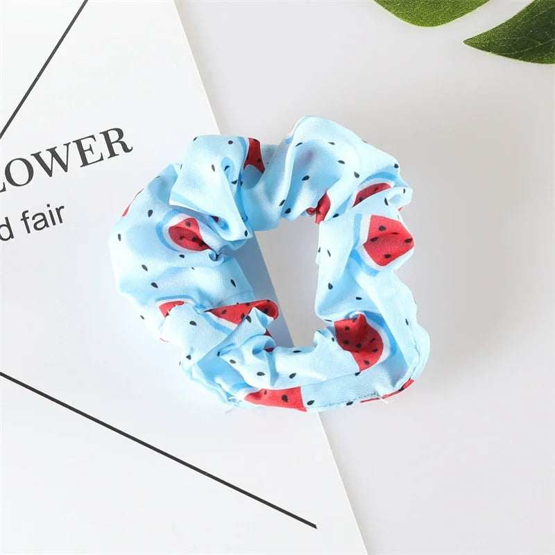 Summer Fruit Pattern Elastic Hair Ties for Women New Trend Scrunchies Ponytail Elastic Hair Bands Hair Accessories