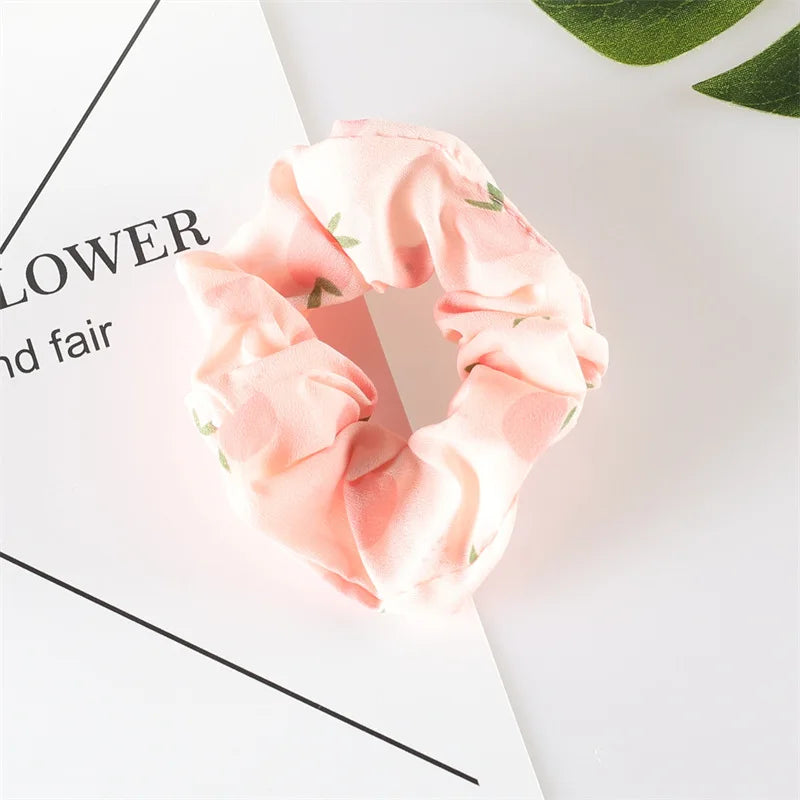 Summer Fruit Pattern Elastic Hair Ties for Women New Trend Scrunchies Ponytail Elastic Hair Bands Hair Accessories