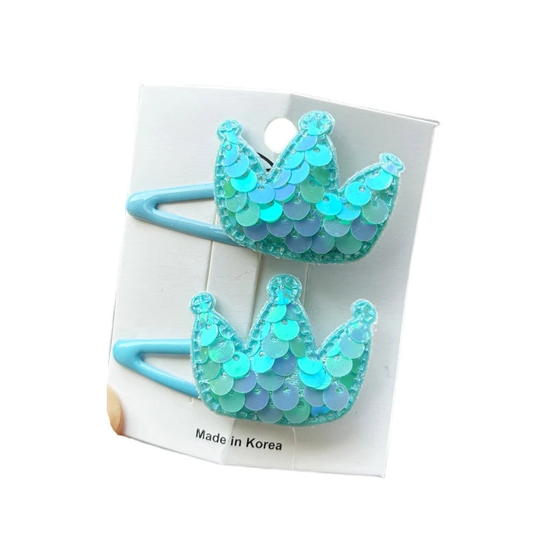 2PCS New Princess Scaly Heart Girls Hairpins Children Lovely Headwear Hairgrip Hair Clips Barrettes Hair Accessories butterfly star party