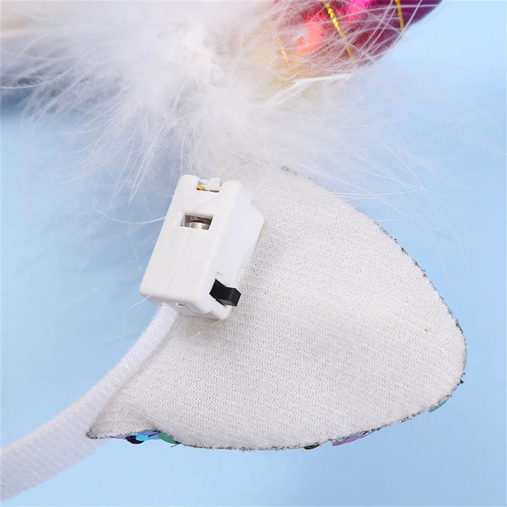 Led Light Unicorn Headband Kids Girl Birthday Cartoon Headwear Hair Accessories Rainbow Unicorn Theme Party Decoration Suppliese