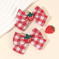 2Pcs Cherry Bow Hair Clips Strawberry Plaid Hairpin Sweet Fashion Barrette For Girls Children's Headdress  Kids school holidays Accessories cruise beach party