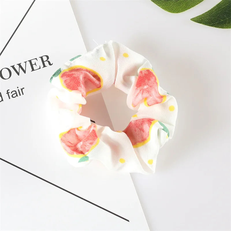 Summer Fruit Pattern Elastic Hair Ties for Women New Trend Scrunchies Ponytail Elastic Hair Bands Hair Accessories