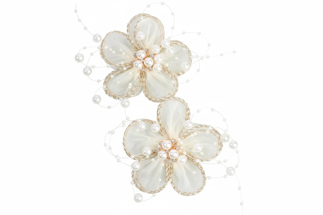 2Pcs Chiffon Floral Hairpins Sweet Flower Coral Fairies Hair Clip Princess BarrettesFor Girl Kids Women Accessories Headwear