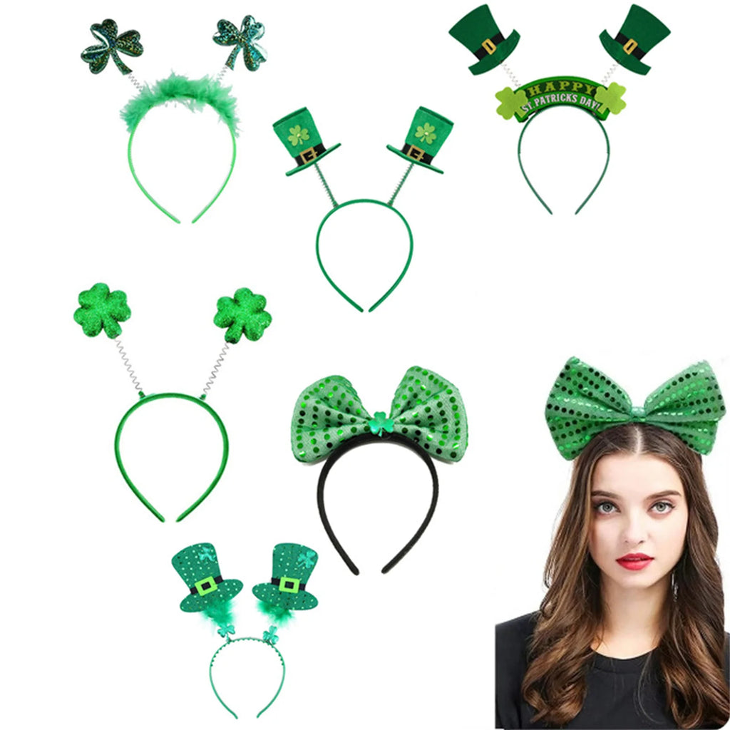 St. Patrick's Day Ladies Fashion Headbands Kid Girl's Cute Hair Ties Festive Party Decorative Hair Hoops Hair Accessorries 4 leaf clover luck of the Irish