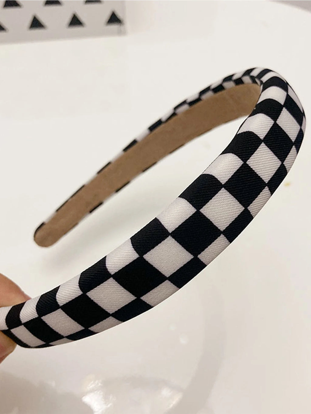2 Pcs Black White Checkerboard Patterned Hairbands For Women & Girls headbands