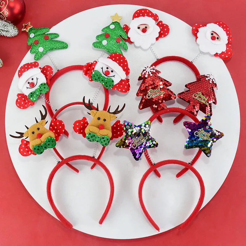 Cartoon Christmas Headband Santa Claus Elk Xmax Tree Hair Accessories Adult Kids 2024 Christmas Decoration Navidad New Year Gift fancy dress headbands