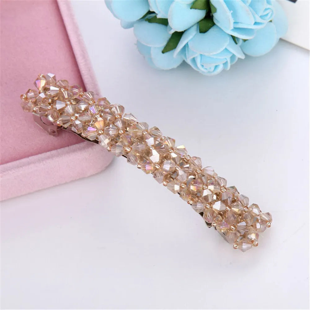 Sweet Colour  Crystal Hair Clips Spring Hair Grip Beads Hair Barrettes For Women Girl Fashion Simple Hair Accessories Headwear hair up hair