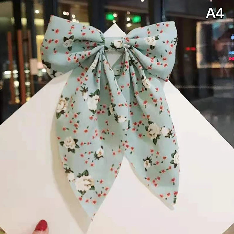 Bow Hair Clip Fashio Style Big Bow Ribbon Hair Tie Small Fresh Floral Hairpin Bowknot Hair Duckbill Clip Accessories pretty for holidays , special occasions