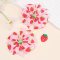 2Pcs juicu Strawberry scrunchie Hair Clips Pink Sweet Flower Print Hairpin Trendy Barrette For Girls Children Kids Headdress Accessories