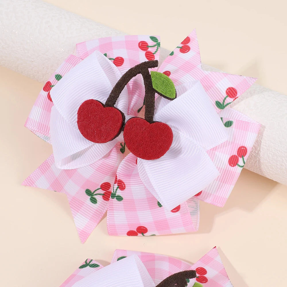 2Pcs Strawberry Hair Clip Sweet Polka Dot Ribbon Fashion Bow Barrettes For Girl Children Baby Trendy accessories  Hair clips slides cherry