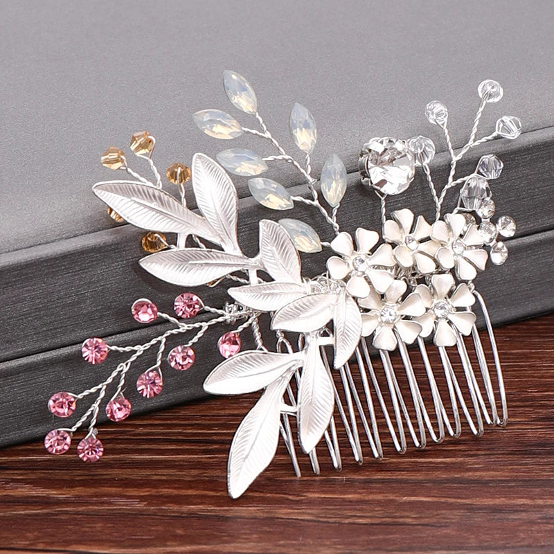 Wedding Hair Combs Bridal Hair Accessories For Women Hair Jewelry Silver Color Pearl Rhinestone Head Jewelry Women Accessoriesx