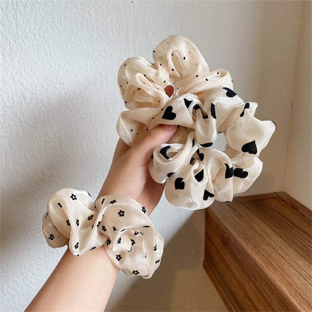 3 x Polka Dot Printed Hair Scrunchies