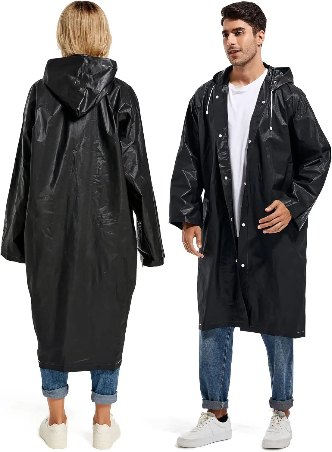 Disposable Adults Reusable Raincoats,Waterproof Rain Ponchos,Adults-Reusable Emergency Raincoats with Hood and Drawstring theme park  camping festival music