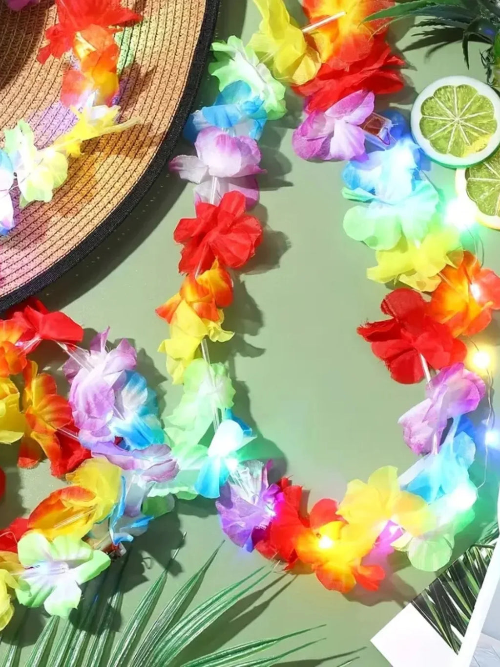 Festival Glowing Flower Wreath LED Hawaii Leis Necklace Light Up For Themed Parties Birthday Wedding Carnival Decoration
