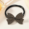 Bow diamond-encrusted alloy retro low ponytail tie hair band, suitable for daily use