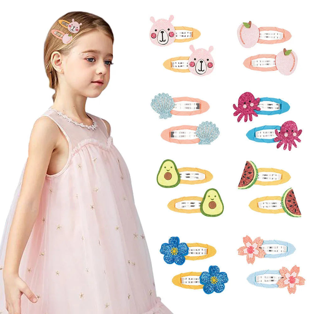 2 Piece Baby Girl Hairpin Hair Clip Accessory Kids Children Headwear Photography Toddler Animal Fruit Kitty Rabbit Shell Flower