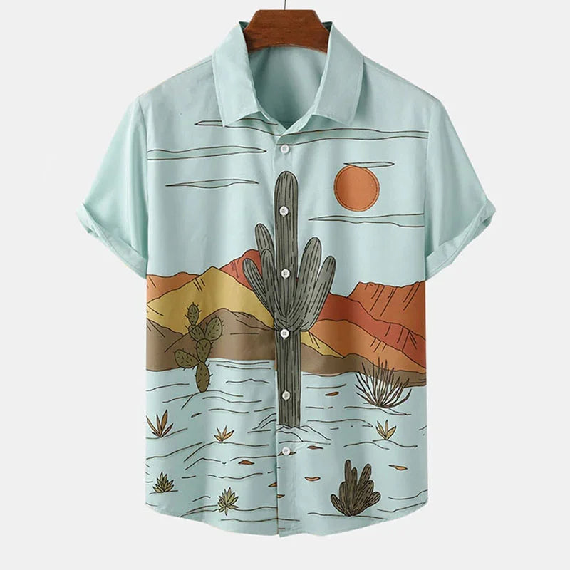 Cactus Shirt Men Print  Hawaiian