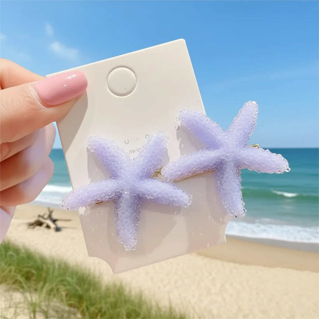 Summer Sea Starfish 1 Pcs Hair Clips Women Nice Star Starfish Sweet Hairpin Beach Hair Clip Girls Fashion cruise beach party holiday hair