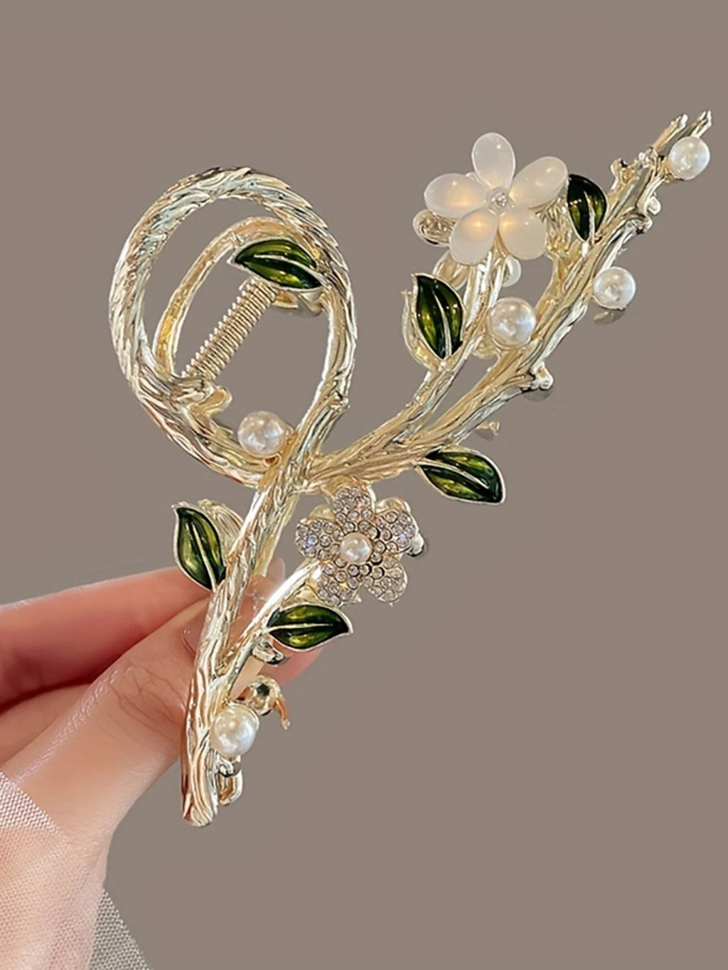 1pcs Fashion Branches  Flowers & Pearl Rhinestone Claw Clip For Women Girls Party Hair Accessories